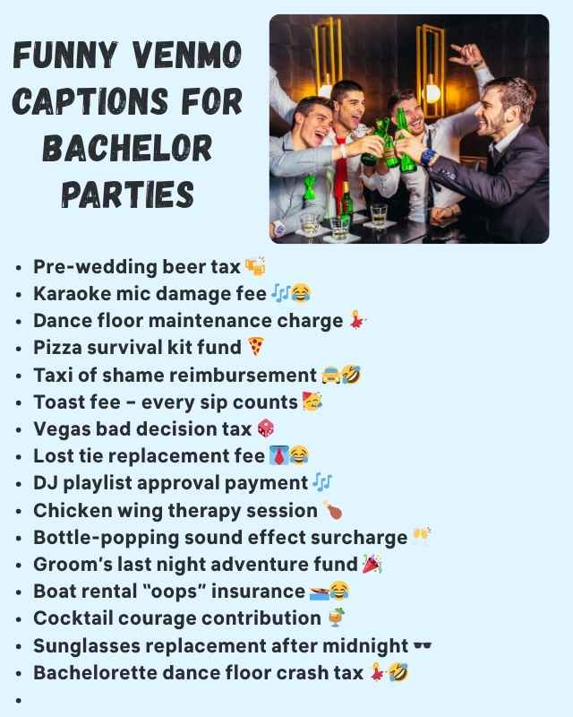 Funny Venmo Captions for Bachelor Parties